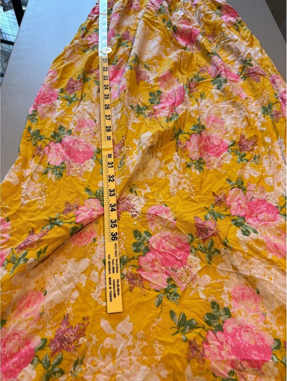 LARK + GREY Floral Yellow and Pink Viscose Dress Large